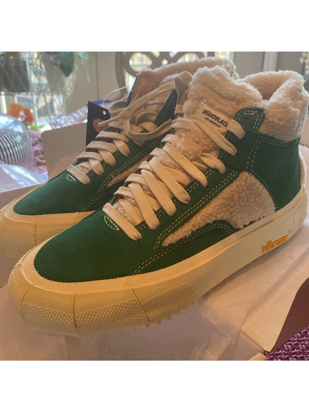 Brandblack Los Angeles Vibram green suede #2125 lace up sneakers